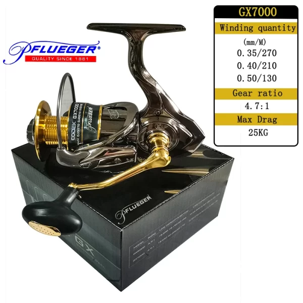 Carreto Spinning Pflueger CODEK GX2000-7000, Drag 25KG, 5.5:1 - Image 2