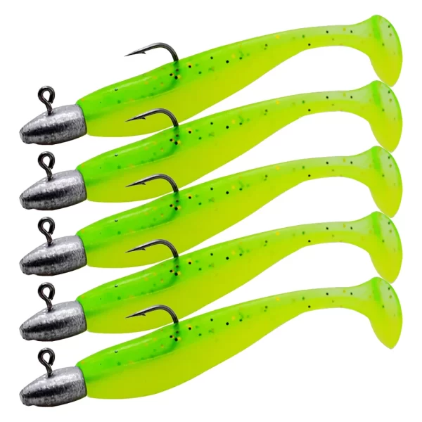 Conjunto 5 Swimbaits Soft Cauda em T com Jig Head 60mm 3g - Image 9