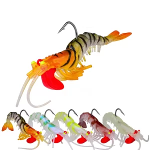 Amostra de Camarão Softbait Silicone com Jig Head 6-19g 50-90mm