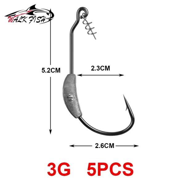 Anzol WALK FISH com Peso Central e Trava de Mola para Amostras Soft (5 Unidades) - Image 10