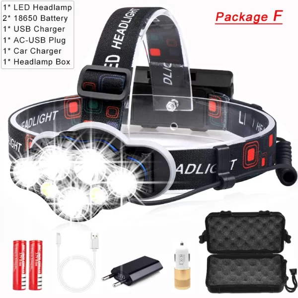 Lanterna Frontal LED 7 Lâmpadas Recarregável e Impermeável - Image 8