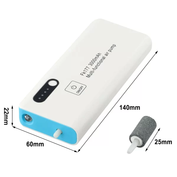 Bomba de Ar USB 3000mAh com Bateria Recarregável e Tubo 70cm Arejador de Isco Vivo - Image 4