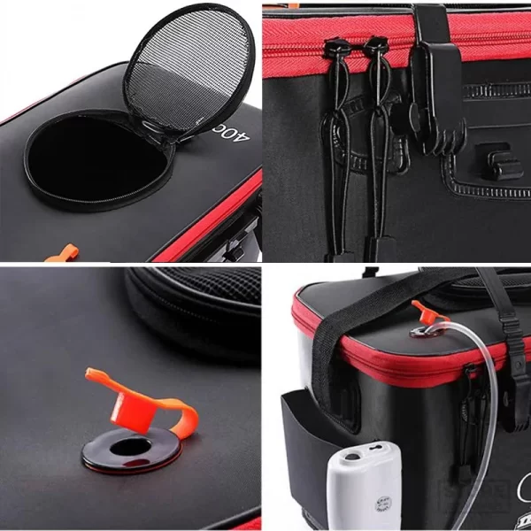 Balde Dobrável para Isco Vivo com Alça e Suporte para Bomba de Oxigénio (11-35L) - Image 3
