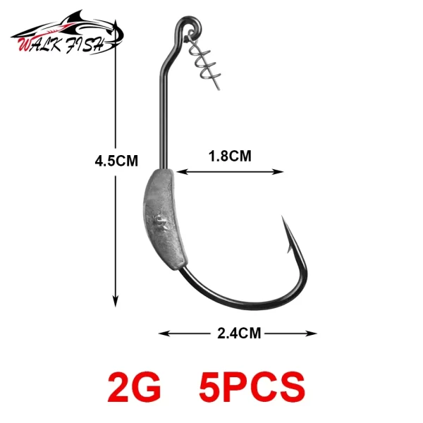 Anzol WALK FISH com Peso Central e Trava de Mola para Amostras Soft (5 Unidades) - Image 12