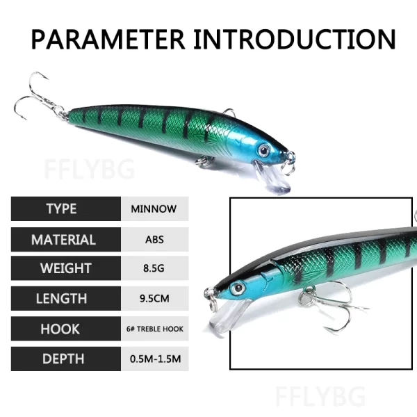 Amostra Jerkbait Flutuante 95mm 8.5g (5 ou 10 Unidades) - Image 2