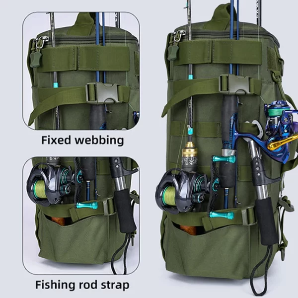 Mochila de Pesca Multifuncional com Suporte para Canas e Grande Capacidade - Image 3