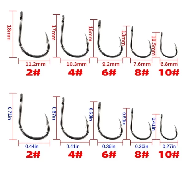 Conjunto de 15 Anzóis Barbed HIRISI PTFE em Aço Carbono de Alta Resistência - Image 2
