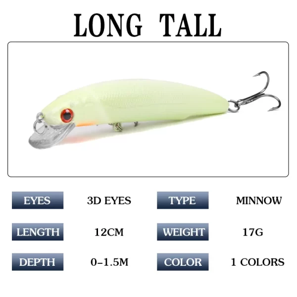 Amostra Jerkbait Tsurinoya 3D Luminosa 12cm 17g - Image 2