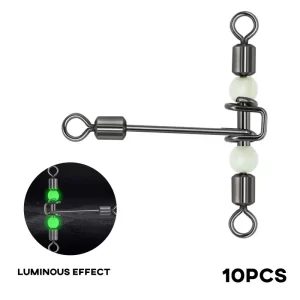Conector de Pesca T-Shape 3 Vias com Missangas Luminosas (Pack 10 Unidades)