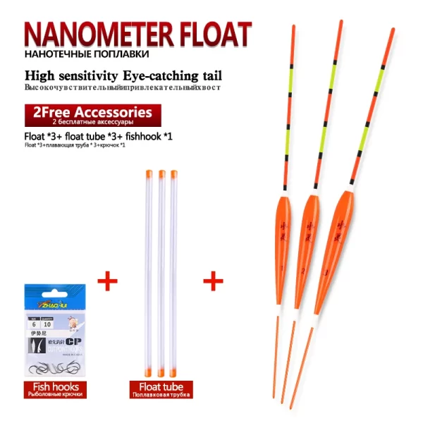 Conjunto de 3 Boias Flutuantes Nano para Pesca em Águas Rasas + Acessórios