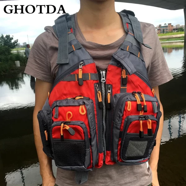 Colete de Pesca GHOTDA com Flutuabilidade e Bolsos Multiusos - Image 5