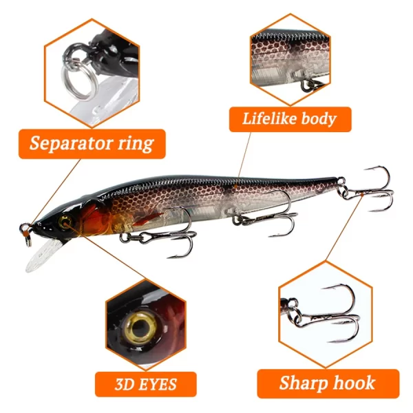 Amostra Jerkbait Aorace Flutuante 11,5cm 14g com Olhos 3D - Image 4