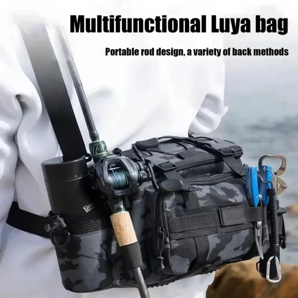 Mala de Ombro para Pesca com Grande Capacidade e Suporte para Cana - Image 6