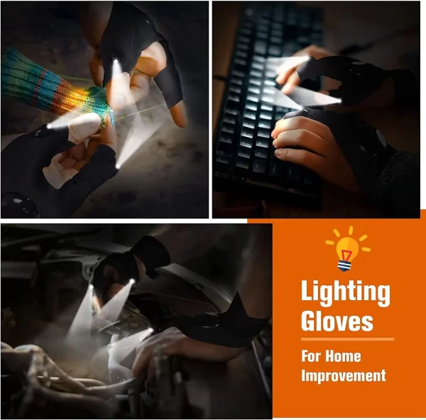 Luva LED Impermeável sem Dedos para Pesca Noturna - Image 4