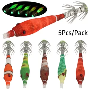 Conjunto de 5 Amostras Fluorescentes Hardbait Camarão (Palhaço) 3.3g 60mm