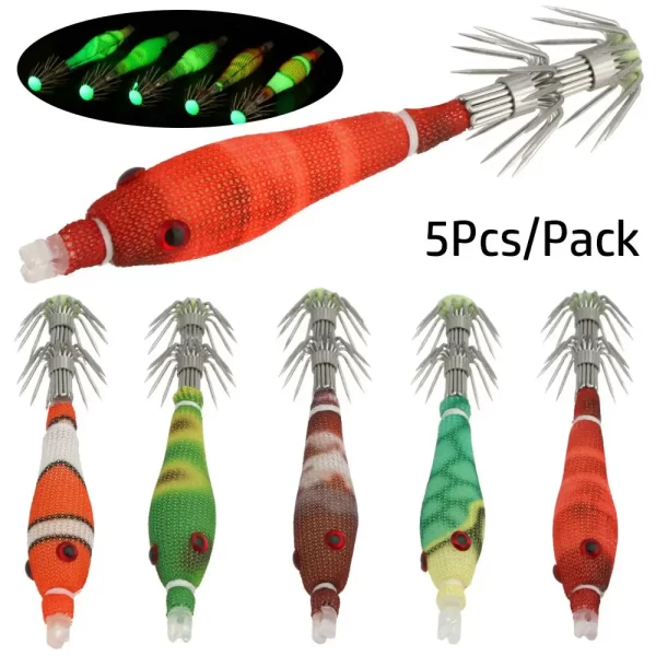 Conjunto de 5 Amostras Fluorescentes Hardbait Camarão (Palhaço) 3.3g 60mm