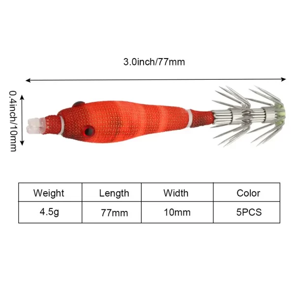 Conjunto de 5 Amostras Fluorescentes Hardbait Camarão (Palhaço) 3.3g 60mm - Image 3