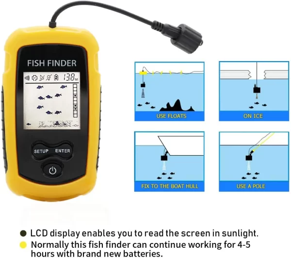 Localizador de Peixes Sonar Portátil 100M com Alarme e Ecrã LCD - Image 3