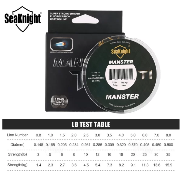 Linha Monofilamento SeaKnight MANSTER T1 100m Fluorocarbono - Image 2