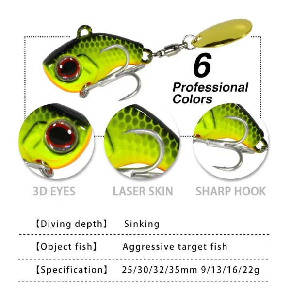 Amostra Spinnerbait SeaKnight com Spinner Tail Realista 9g-22g - Image 3