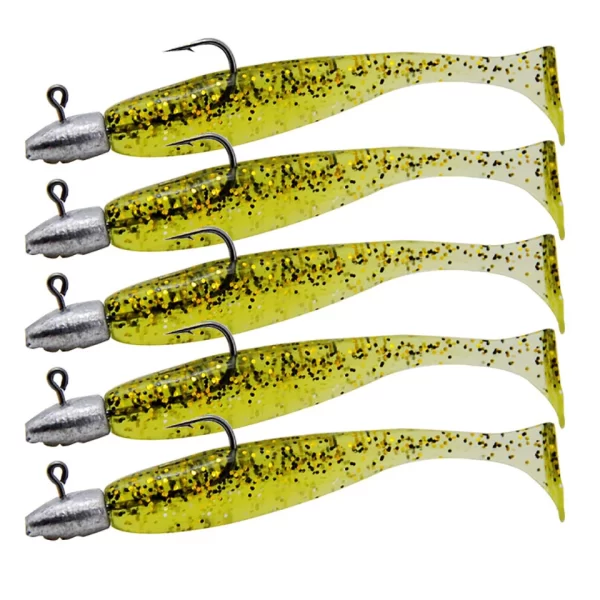 Conjunto 5 Swimbaits Soft Cauda em T com Jig Head 60mm 3g - Image 12
