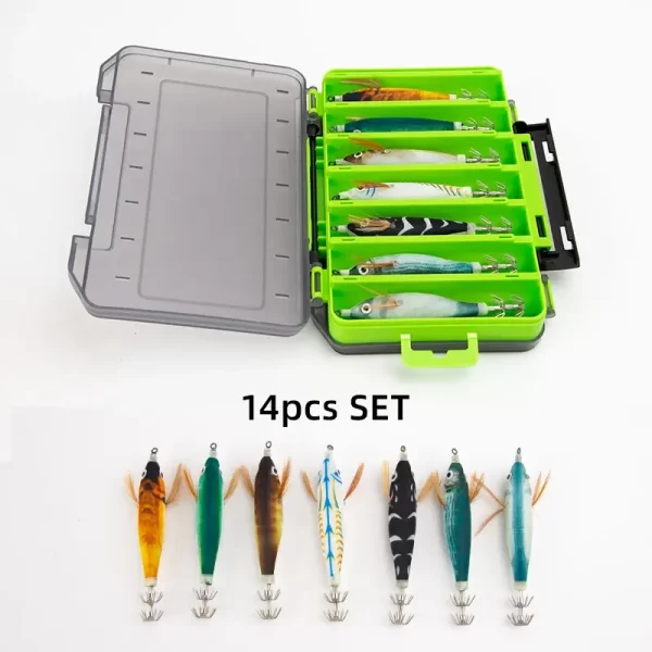 Amostras Hardbait Camarão Fluorescentes (Palhaço) com Caixa (14 Amostras)