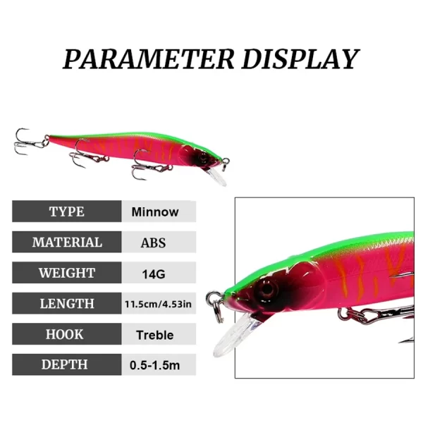 Amostra Jerkbait Aorace Flutuante 11,5cm 14g com Olhos 3D - Image 2