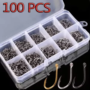Conjunto de Anzóis J Aorace em Aço Carbono com Farpa (100 Unidades)