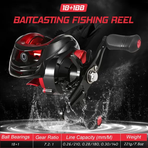 Carreto Casting 18+1BB com Drag de 5kg e 7.2:1 Travagem Magnética - Image 6
