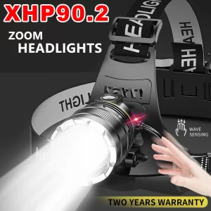 Lanterna Frontal LED ZK40 XHP90 Recarregável 30.000LM com Sensor de Movimento
