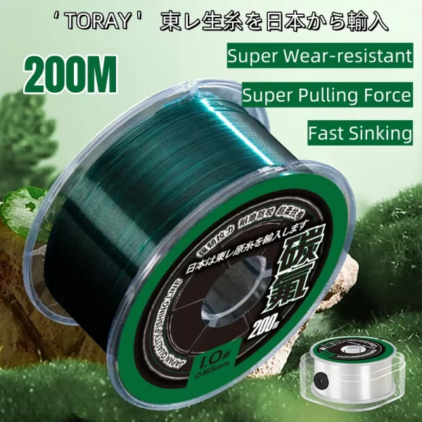 Linha de Pesca Monofilamento TORAY 200m com Revestimento de Fluorocarbono