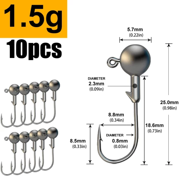 Anzol Jig Head JYJ para Amostras Soft e Criaturas Artificiais - 1g a 28g - Image 25