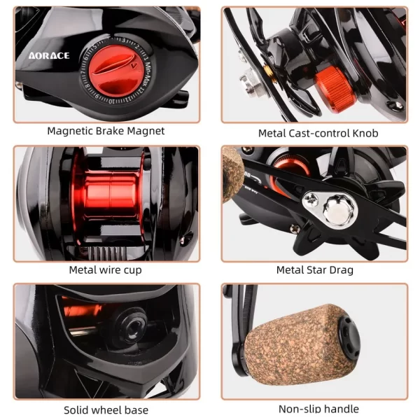 Carreto Casting Aorace 7.2:1 com Drag 10kg - Image 4