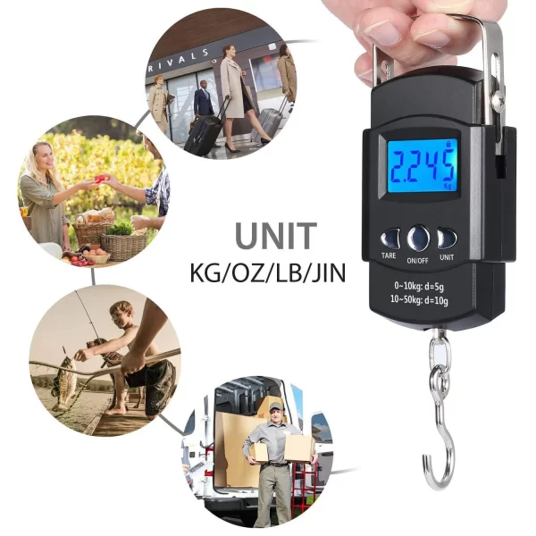 Balança Digital Portátil 10g/50kg LCD com Fita Métrica Retrátil 100cm - Image 2