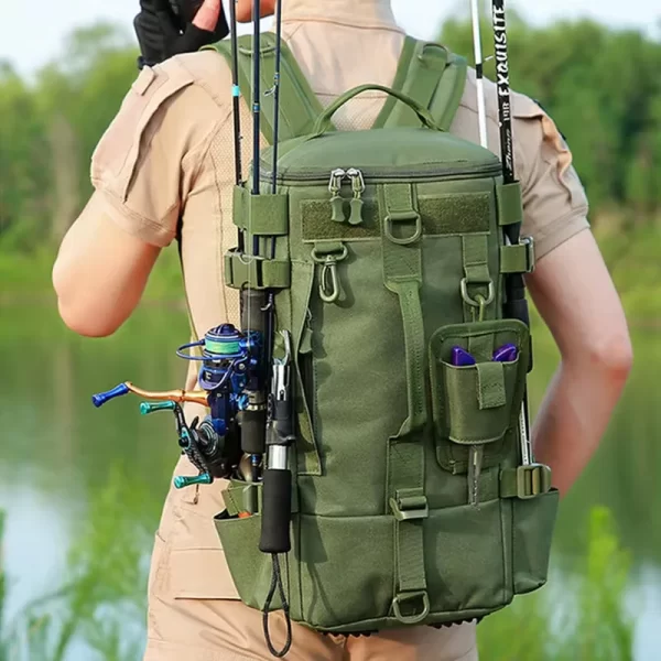 Mochila de Pesca Multifuncional com Suporte para Canas e Grande Capacidade - Image 2