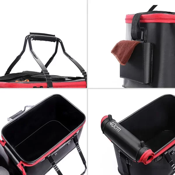 Balde Dobrável para Isco Vivo com Alça e Suporte para Bomba de Oxigénio (11-35L) - Image 2
