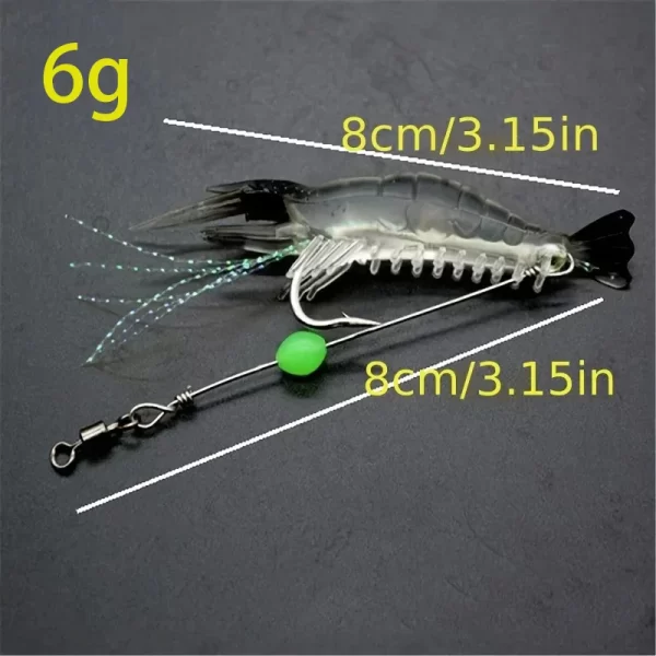 Amostra Soft Luminosa 6g 8cm Camarão 7 Peças com Anzol Triplo - Image 2