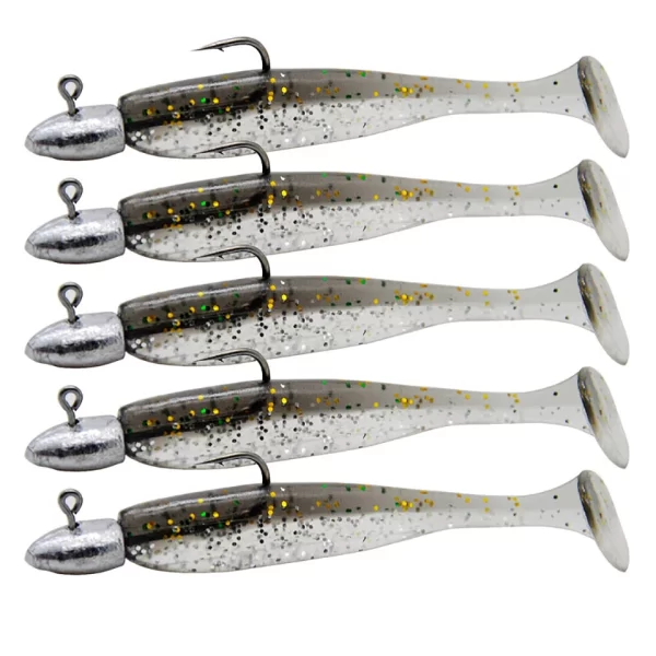 Conjunto 5 Swimbaits Soft Cauda em T com Jig Head 60mm 3g - Image 8