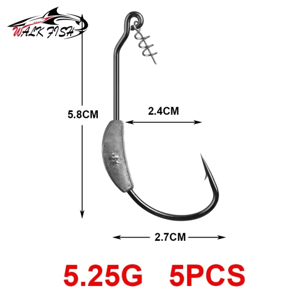 Anzol WALK FISH com Peso Central e Trava de Mola para Amostras Soft (5 Unidades) - Image 9