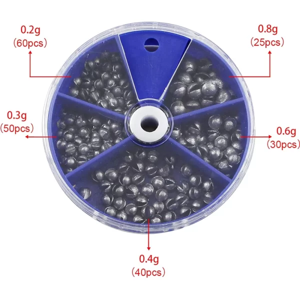 Conjunto de 205 Chumbos Divisíveis PROBEROS – 5 Tamanhos com Estojo - Image 3
