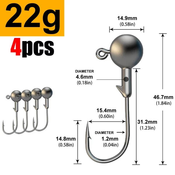 Anzol Jig Head JYJ para Amostras Soft e Criaturas Artificiais - 1g a 28g - Image 23
