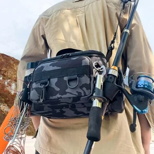 Mala de Ombro para Pesca com Grande Capacidade e Suporte para Cana