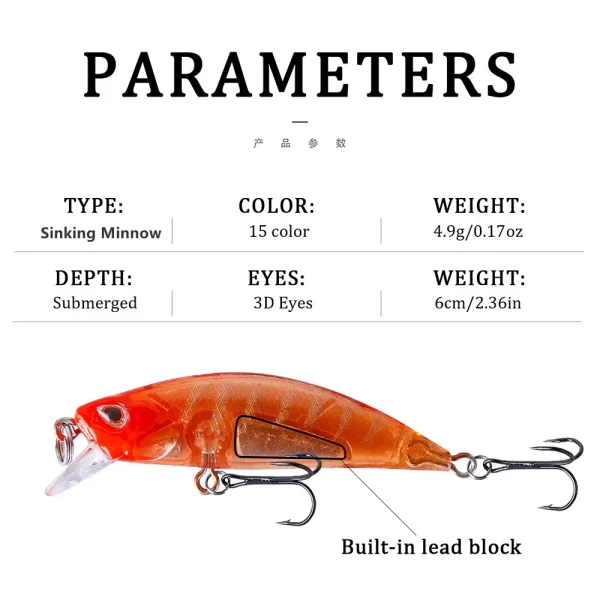 Amostra Jerkbait Pequeno Slow Sinking 6cm 4.9g - Image 4