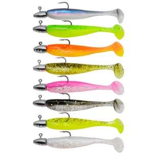 Conjunto 5 Swimbaits Soft Cauda em T com Jig Head 60mm 3g