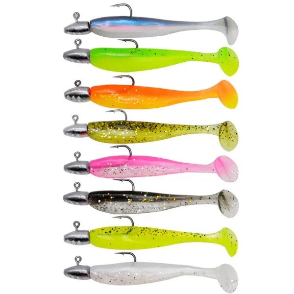 Conjunto 5 Swimbaits Soft Cauda em T com Jig Head 60mm 3g