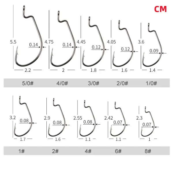 Conjunto 50 Anzóis Crank Alta Resistência Farpados para Amostras Soft 4# - Image 5