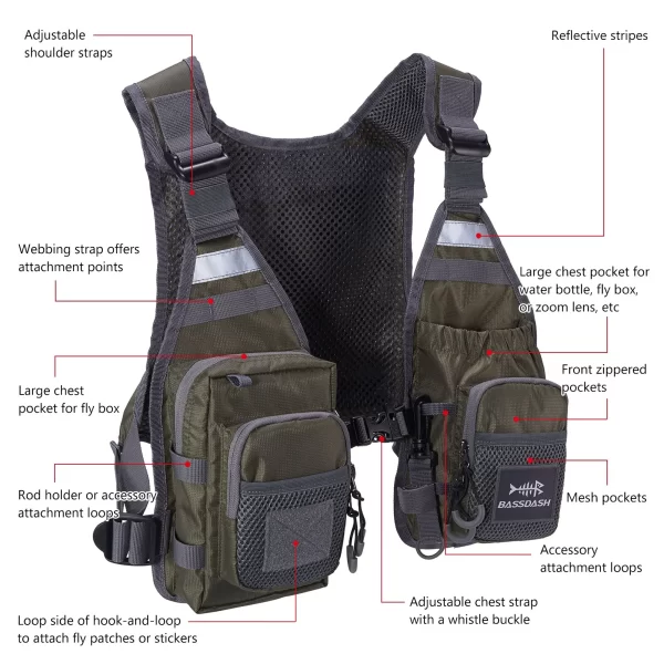 Colete de Pesca Ultraligeiro Bassdash FV08 com Pack Frontal Ajustável - Image 3