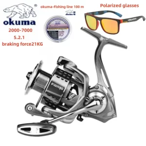 Carreto Spinning Okuma DA 2000-7000 5.2:1 Drag 21kg