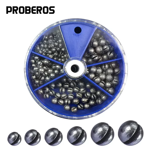 Conjunto de 205 Chumbos Divisíveis PROBEROS – 5 Tamanhos com Estojo