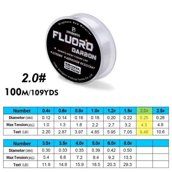 Fio Monofilamento PROBEROS 100m Revestido em Fluorocarbono - Image 18